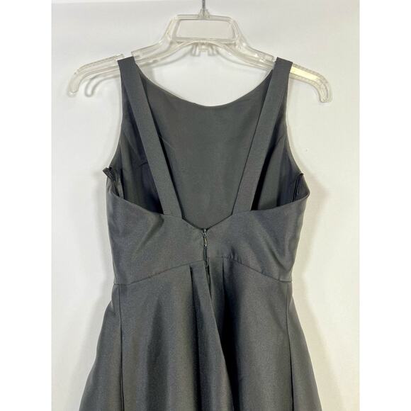 Alfred Sung Black Sleeveless Satin Twill Jewel Neck Dress Gown Womens 4 - Picture 4 of 11